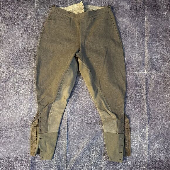 Unbranded Other - Men's Vintage 1910's Wool Buckle Back Jodhpurs Lined Horse Riding Twil Pants 32